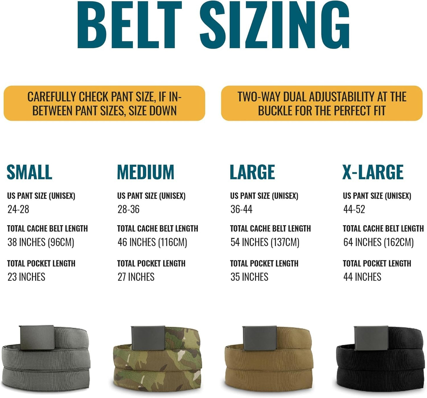 WAZOO Survival Gear Cache Belt, Anti-Theft Everyday Carry Belt for Travel and Outdoors - TSA Compliant, Stainless-Steel Buckle with Bottle Opener & Hidden Sleeve, Made in USA (Wolf Grey, Large)