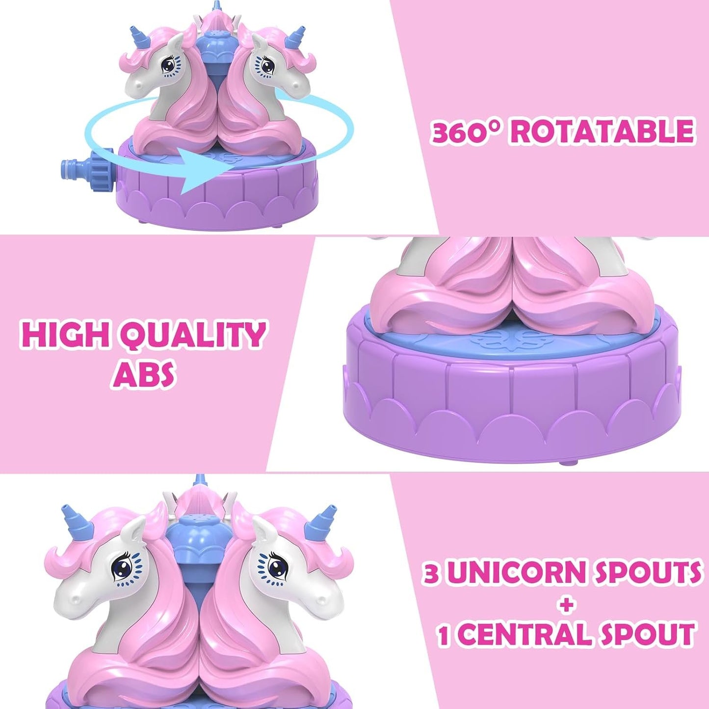Outdoor Water Toys Sprinkler for Kids: Unicorn Spinning Sprinkler Summer Outside Toys Attached to Garden Hose, Outdoor Water Play Splashing Fun for Backyard Garden Game, Gift for Kids Age 3-5 4-8