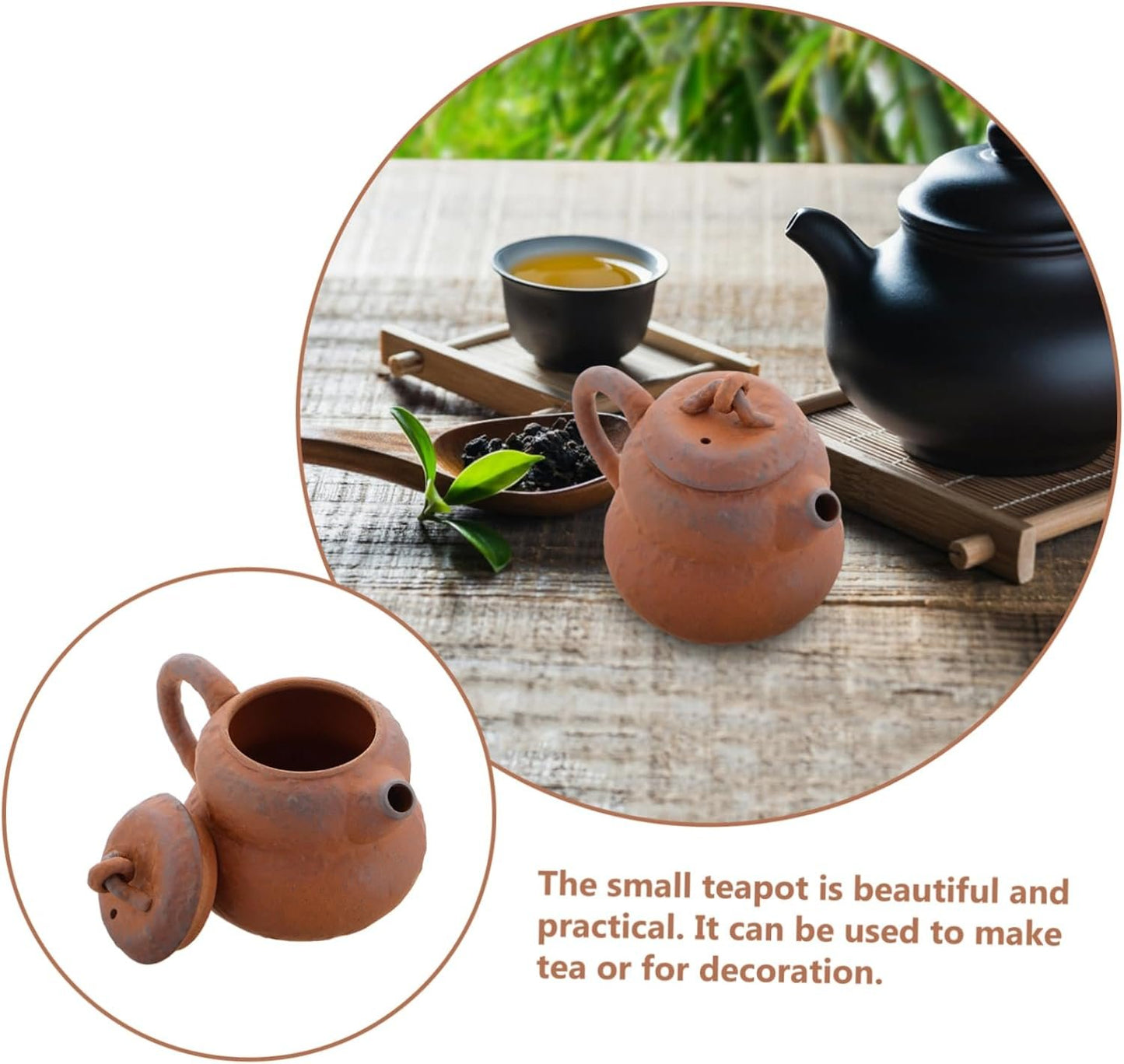 LABRIMP Vintage Teapot Style Tea Pot Restaurant Tea Pots Gourd Water Cup Gourd Cup Brown Stoneware