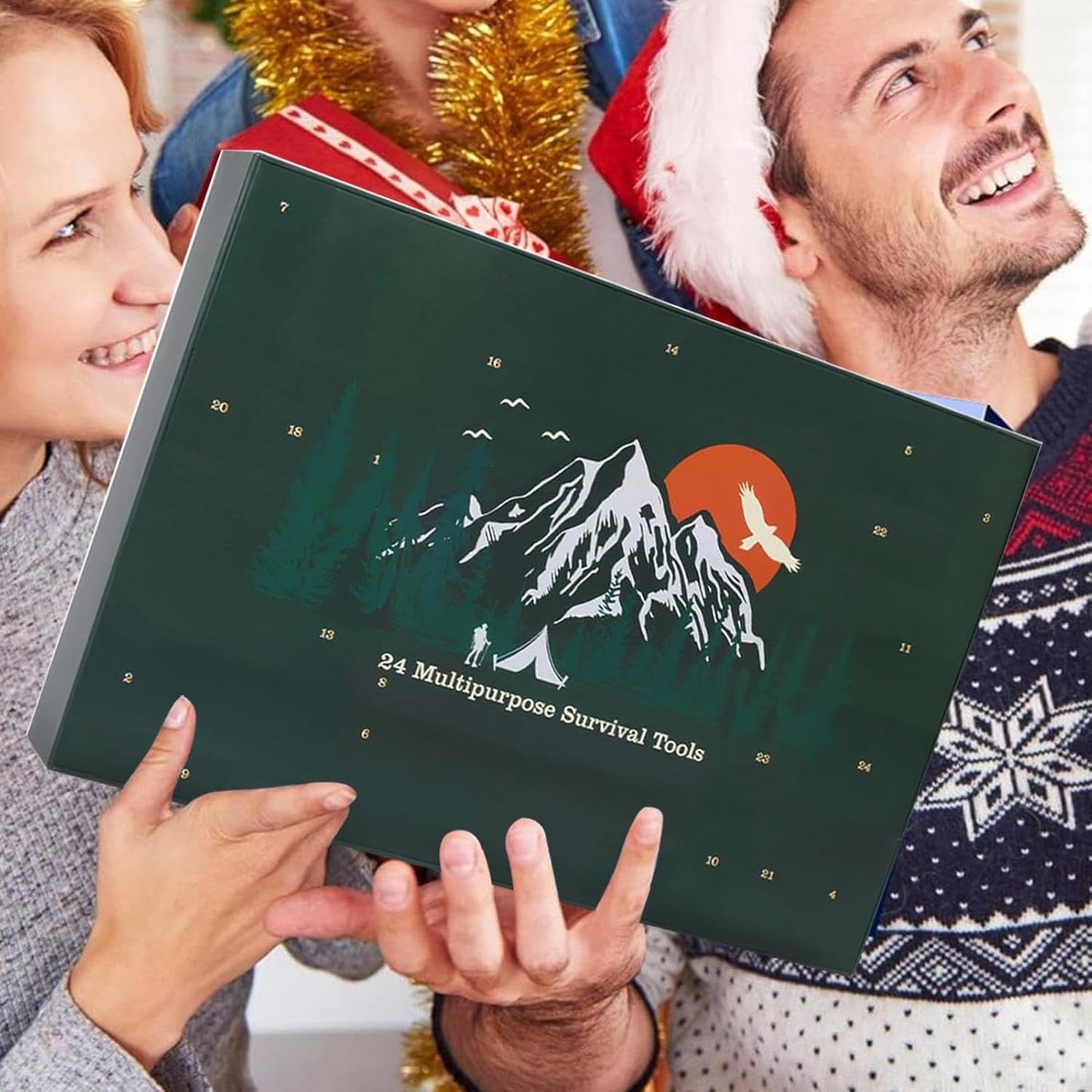 Survival Kit Advent Calendar Men, Survival Tools Advent Calendar 2024 Adult, 24 Days Christmas Countdown Calendas with Survival Kits,Christmas Survival Kit Advent Calendar