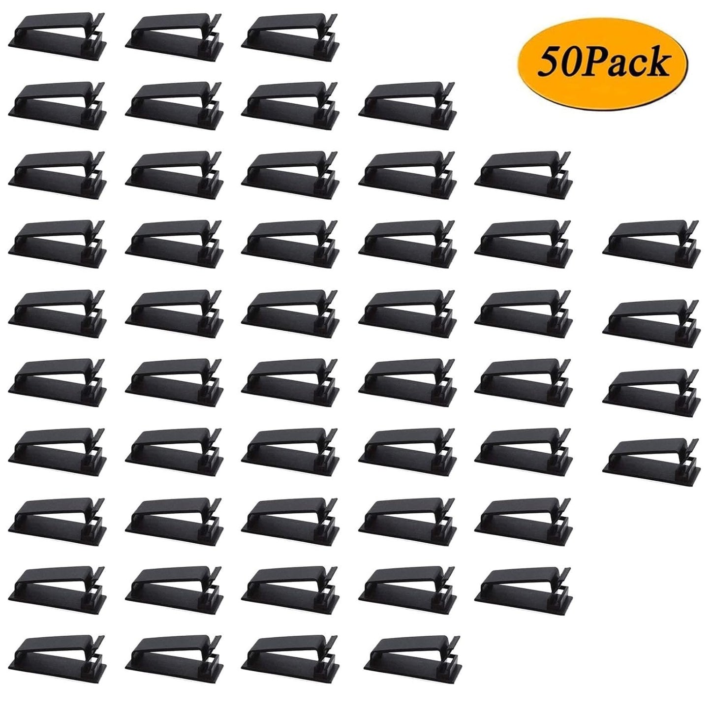 SOULWIT® 50Pcs Self Adhesive Cable Management Clips, Large Cable Organizers Wire Clips Cord Holder for TV PC Laptop Ethernet Cable Desktop Home Office (Black)