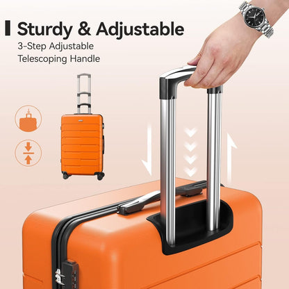 Strenforce Carry On Luggage Lightweight Durable ABS Suitcase with Spinner Wheels TSA Lock 20 Inch,Orange