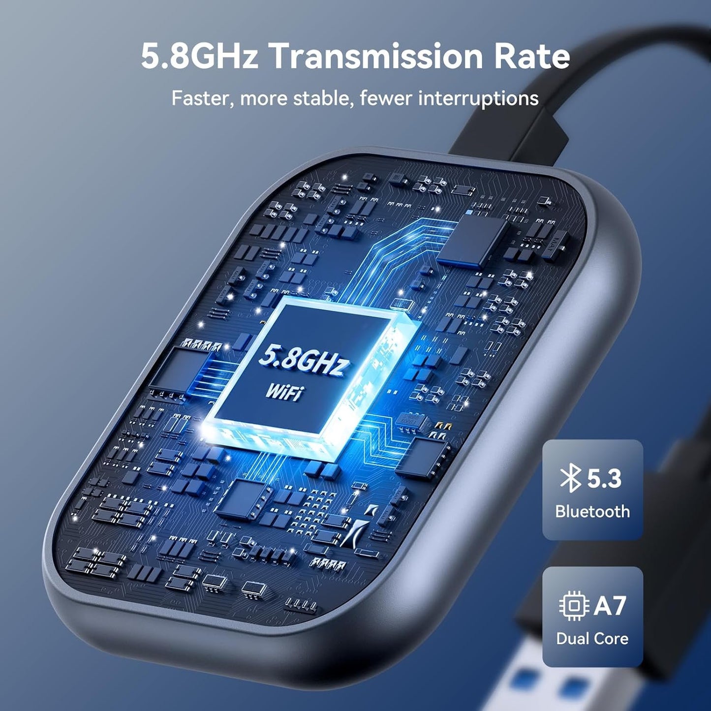 Wireless CarPlay Adapter for iPhone and Android,Converts Wired to Wireless CarPlay Adapter,Plug and Play,Stable Car Control Low Latency for Cars with Built-in Carplay