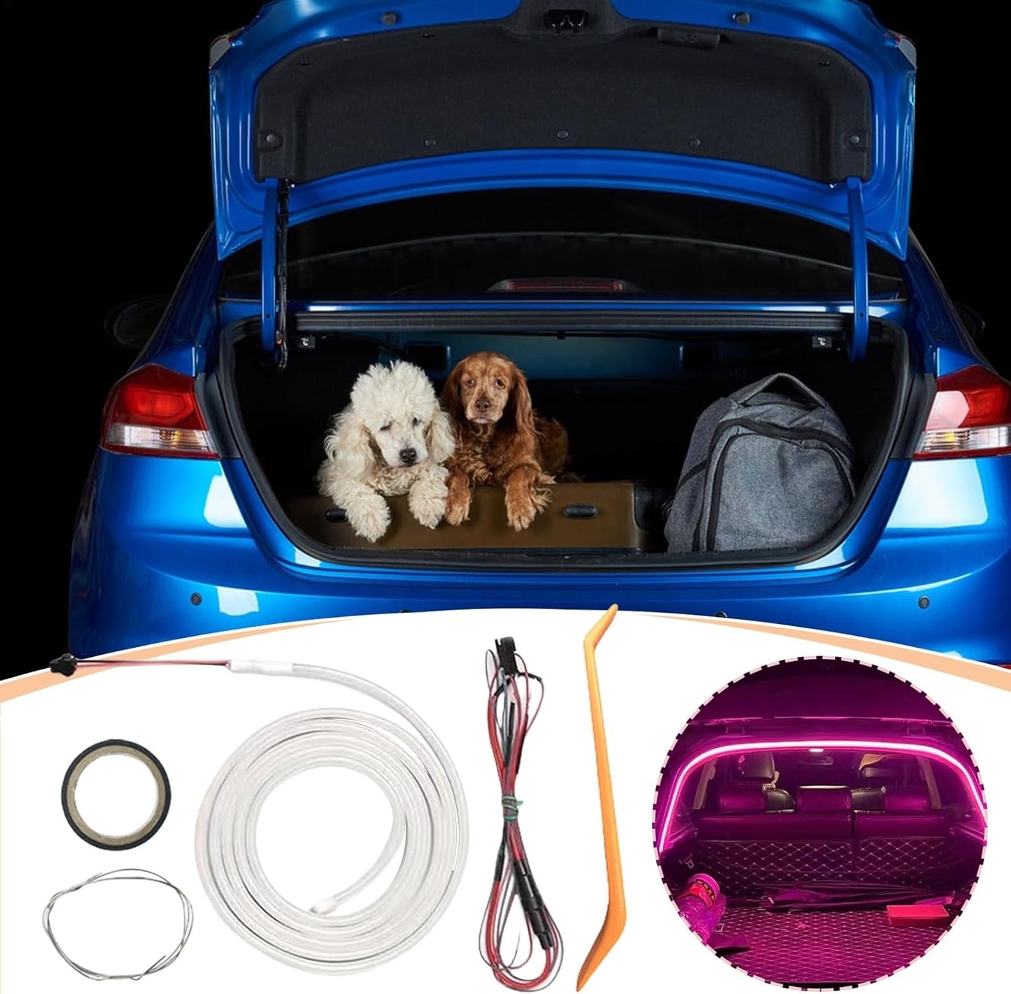Dynamic Flowing Car Trunk Light Strip, Automatic Sensing Car Boot LED Light Strip, Waterproof, Illumination Decoration for Vehicle Trailer RV Cargo Lighting