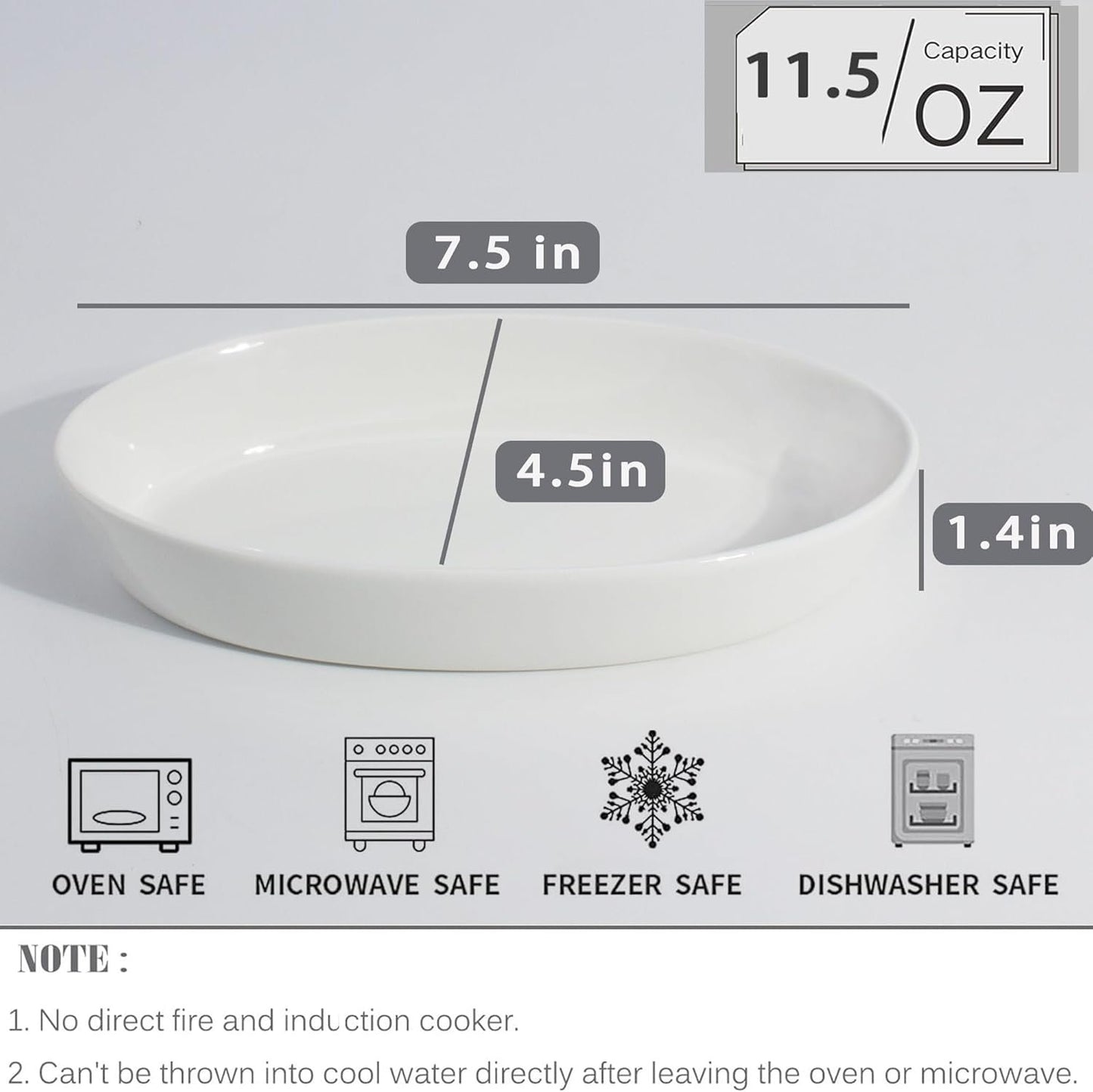 UIBFCWN Au Gratin Baking Dishes, 7.5''x4.5'' Ceramic Oval Baking Dish for Single Serving, Individual Casserole Dishes Oven Safe, Au Gratin Pans for Lasagna & Cobblers, 11.5oz, Set of 6