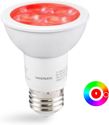 Westgate TC-PAR20-5W-RGBW-WIFI, Smart Lamps, 5W, RGBW PAR20 LED Bulbs, E26 LED, Color Changing Bulb, RGB Lights, Track Lighting, Spot Lights Indoor, Dimmable Light Bulbs, 1 per Box