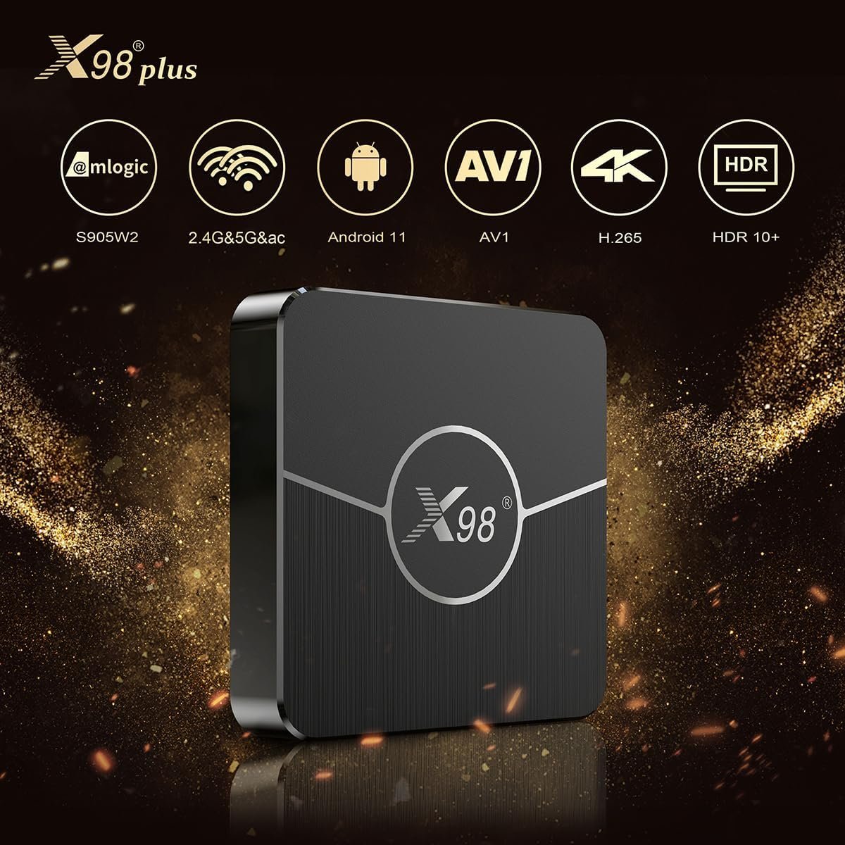 Android 11.0 TV Box, LEFFOT X98Plus 4K Ultra HD Streaming Device for TV with HDR10+, Amlogic S905W2 Quad Core, 4GB RAM + 64GB ROM, 2.4G/5G Dual Band WiFi 5, BT5.0 Home Smart TV Streaming Media Player