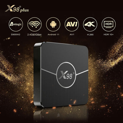 Android 11.0 TV Box, LEFFOT X98Plus 4K Ultra HD Streaming Device for TV with HDR10+, Amlogic S905W2 Quad Core, 4GB RAM + 64GB ROM, 2.4G/5G Dual Band WiFi 5, BT5.0 Home Smart TV Streaming Media Player
