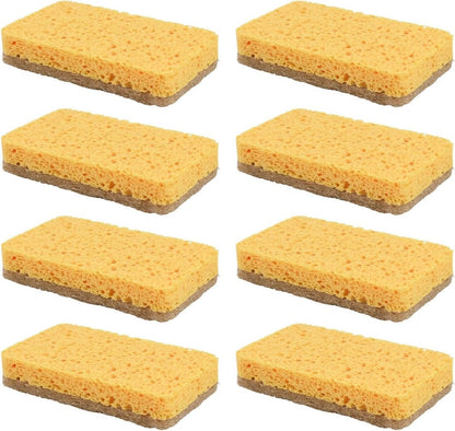 Voiemifore 8 Pack Biodegradable Kitchen Dishwashing Sponges Multi-Purpose Cleaning Scrubber With Heavy Duty Scouring Pad For Dishes Pots Pans(A)