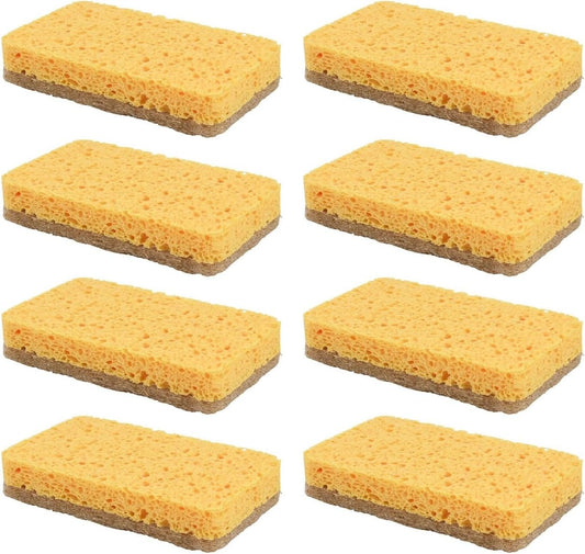 Voiemifore 8 Pack Biodegradable Kitchen Dishwashing Sponges Multi-Purpose Cleaning Scrubber With Heavy Duty Scouring Pad For Dishes Pots Pans(A)