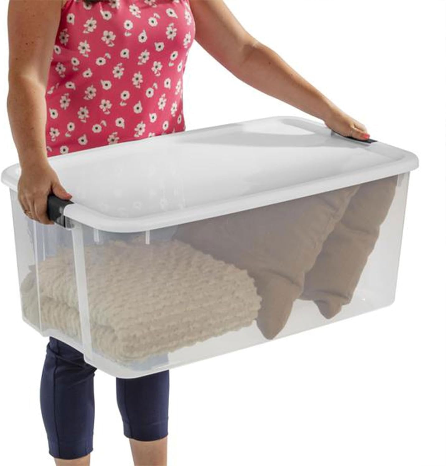 Sterilite 8-Pack Ultra Latching Box, Storage Bins with Lids, Clear Plastic, 116 Quart - Heavy-Duty Organizing Containers for Closet, Bathroom, and Office