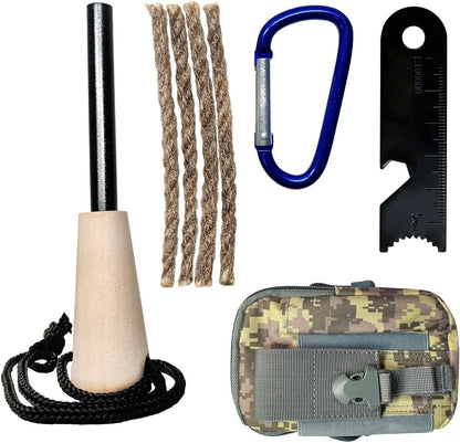 Qsxou Fire Starter Survival Tool Outdoor Flint and Steel Starter with Compass,16,000 Strikes Portable Outdoor Survival Multi-Tool Kits for Camping, Hiking and Backpacking Gear