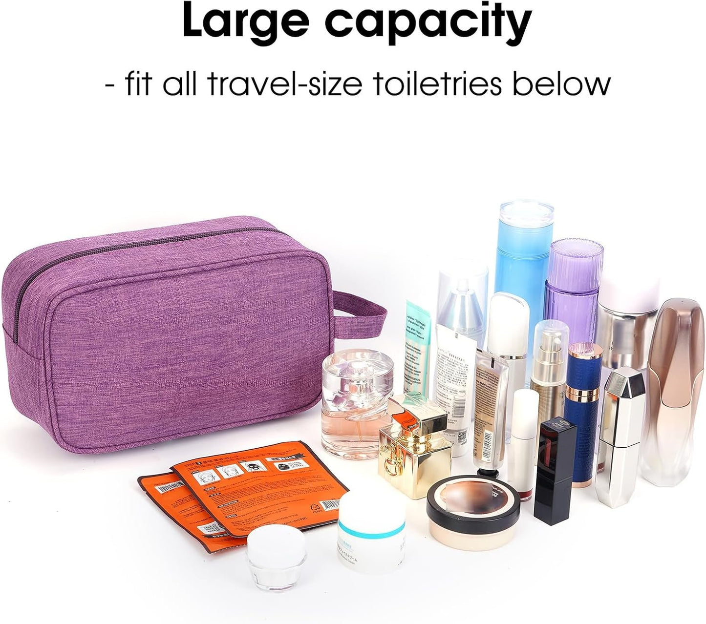 Narwey Travel Toiletry Bag for Women and Men Traveling Dopp Kit Makeup Bag Organizer Cosmetic Bag Make Up Bag Toiletries Bag for Accessories (Dark Purple)