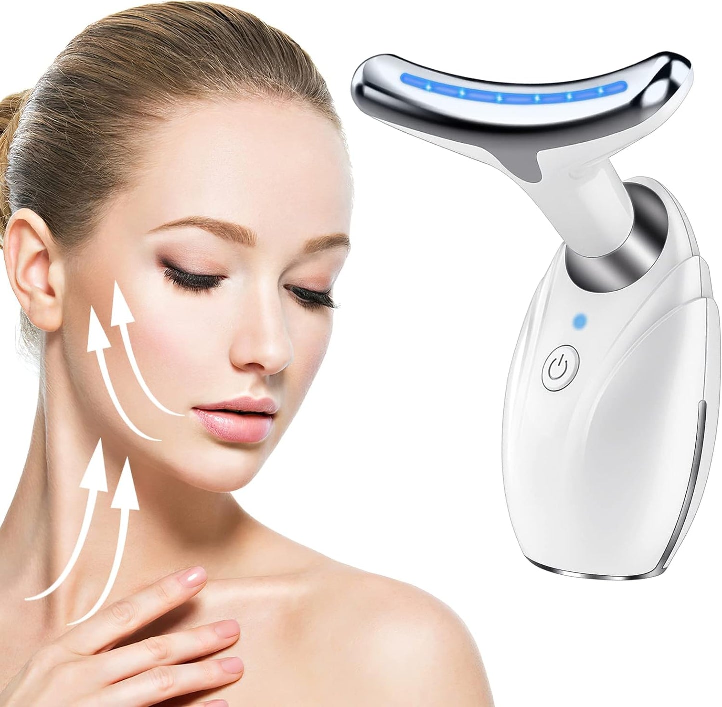 Face Massager, 3-in-1 Anti Wrinkles Facial and Neck Massager, Face Sculpting Tool, Electric Face Neck Lifting Massager with 45 ±5℃ Heat & 3 Massage Modes Skin Care, Improve,Tightening and Smooth