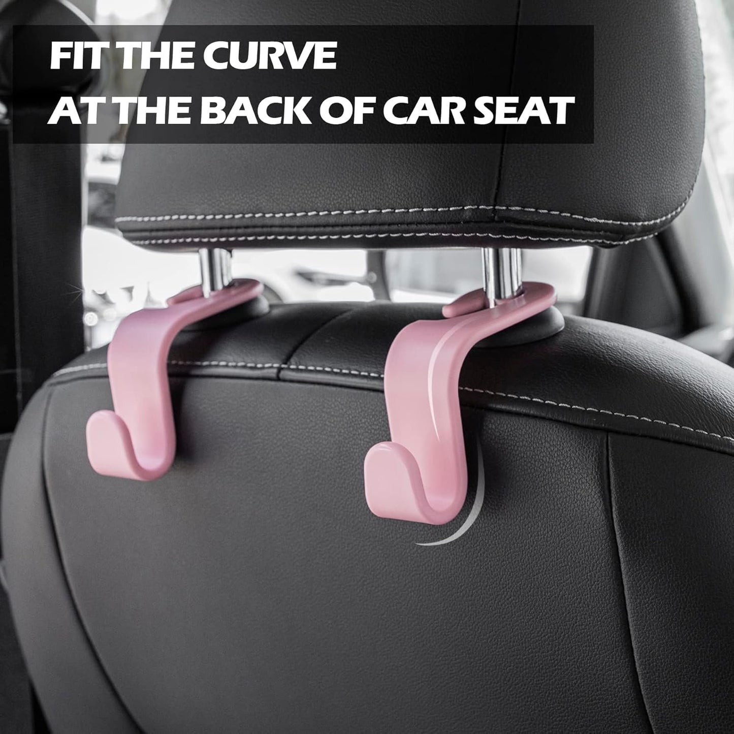 alpmosn Car Hook for Purses and Bags, Car Seat Headrest Hook 4 Pack Hanger Storage Organizer Interior Accessories for Purse Coats Umbrellas Grocery Bags Handbag(Light Pink)