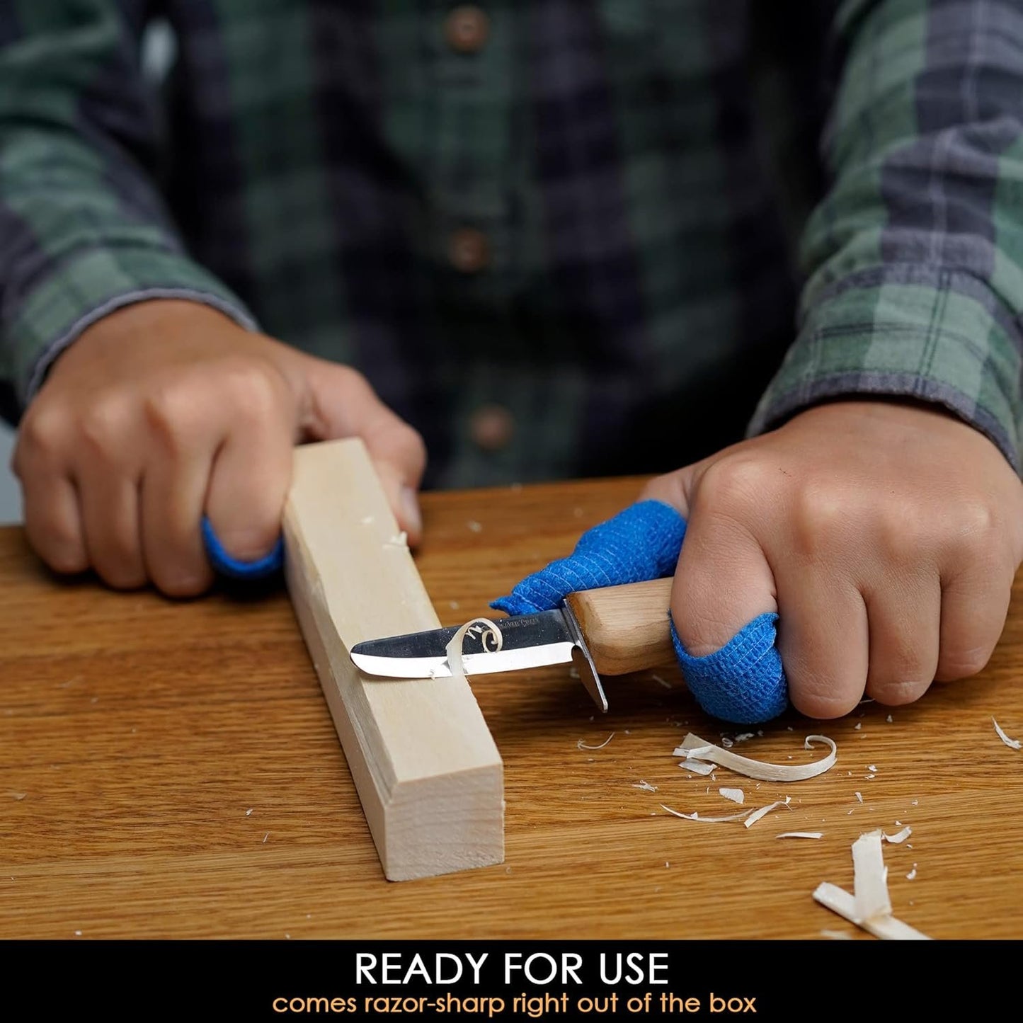 BeaverCraft Whittling Knife for Kids, Beginners - Safety Wood Carving Knife C1 Kid - Whittling Knives with Rounded Tip for Children, Entry-Level Carvers - Wood Carving Tools for Beginners, Boy Scout