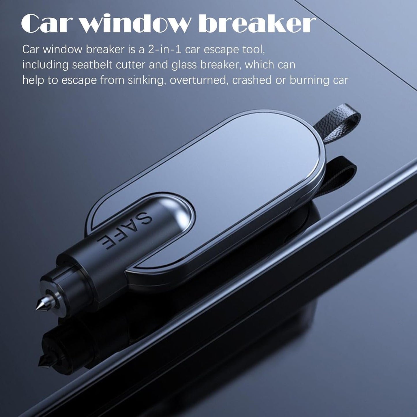 Window Glass Breaker Seatbelt Cutter Hammerdex Emergency Car Escape Survival Stuff Tool Gadgets Safety Kit, Black