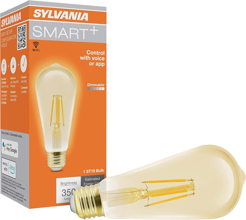 Sylvania WiFi LED Smart ST19 Amber Finish Light Bulb, 3.5W Efficient, for Alexa/Google Assistant, 2000K, No Hub Required - 1 Pack (75802)