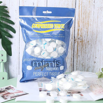 Darate 100PCS Portable Disposable Soft, Durable Reusable Face Towels - Travel, Home, Outdoor, Camping, Hiking, Sport Hand Cotton Compressed Towels Tablets