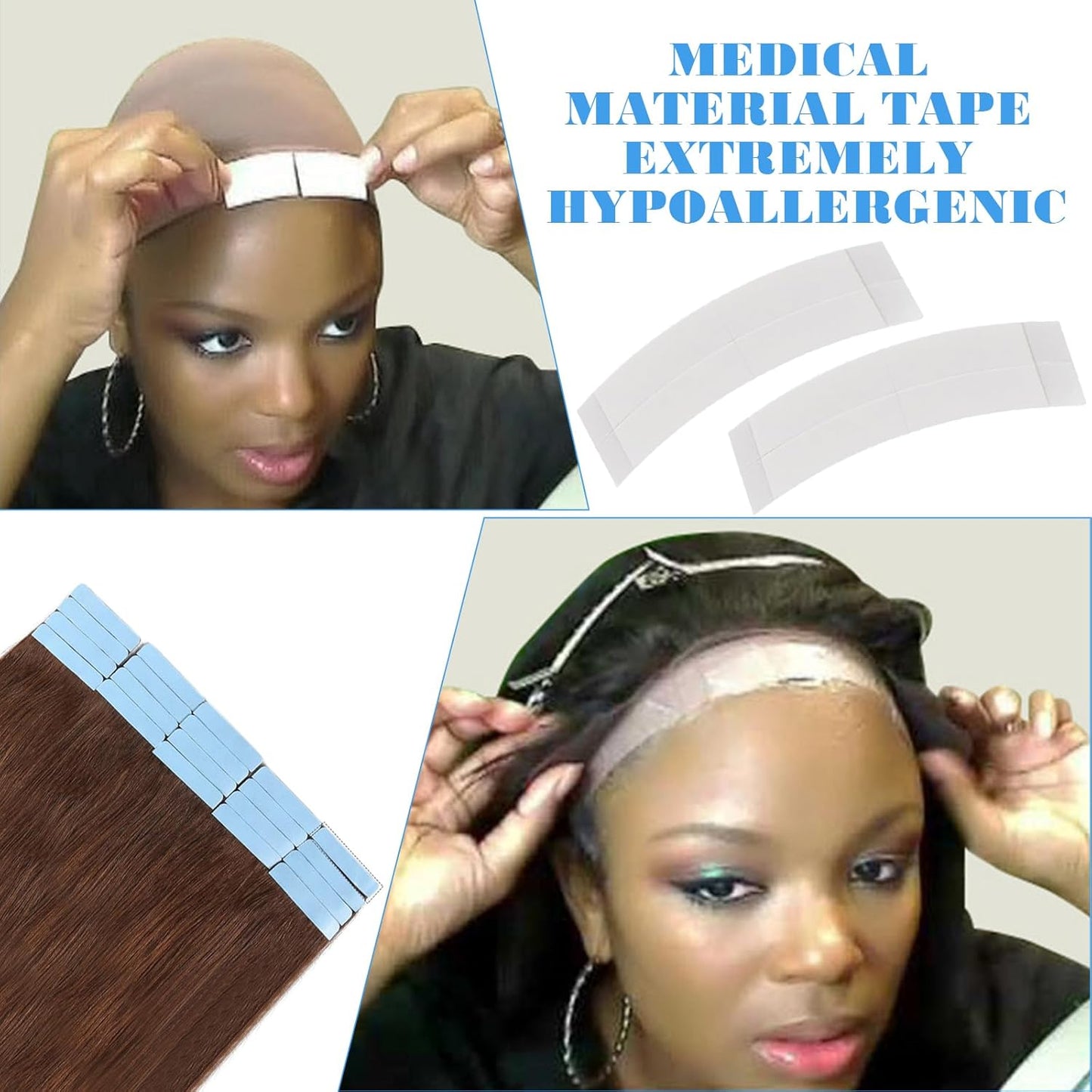 40 Pieces Double Sided Adhesive Tape Extension Glue, Adhesive Tape for Hair Double Tape for Wigs Hair, Toupee, Waterproof, Suitable for Fixing Lace Wig Prosthesis Hair