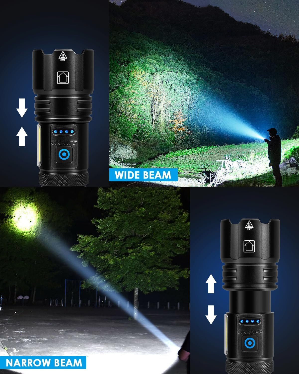 Sigoobal Flashlights High Lumens Rechargeable, 990000 Lumens Bright Flash Light, Powerful LED Flashlights, 15h Runtime, IPX7 Waterproof Flashlights for Home, Camping, 7 Modes