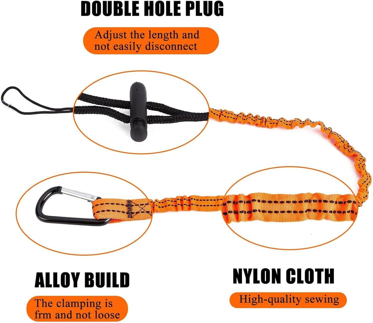 6PCS Safety Tool Lanyard with Carabiner Clip - Retractable Lanyard Bungee Chord Tools