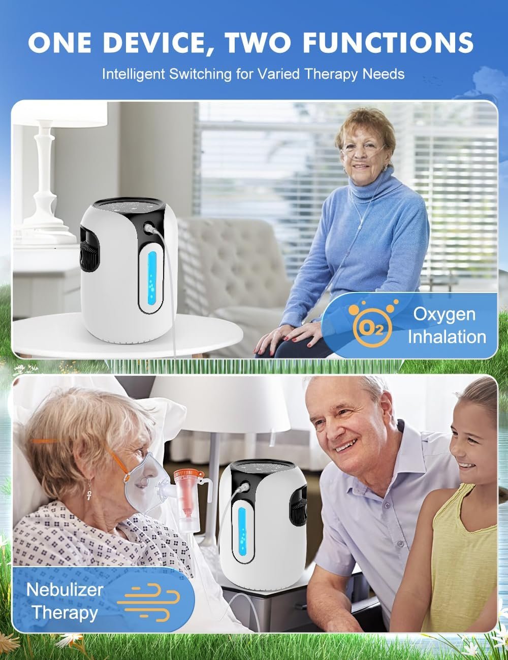 Portable Oxygen Generator System, 1-7 LITER OXYGEN CONCENTRATOR for Travel and Home Use