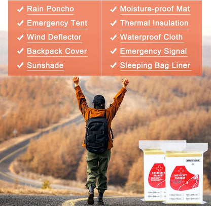 KIDOFLY Gold&Silver Mylar Thermal Emergency Blankets (10 Pack) - Survival Blanket for Outdoor Camping, Hiking, First Aid, Marathon & Bug Out Bag Essentials