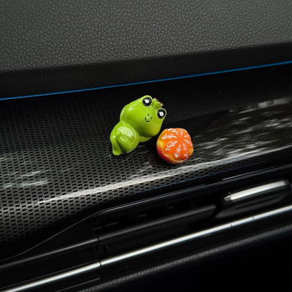 8 PCS Cute Frog Car Rearview Mirror Ornaments, Fun Mini Frogs Tangerine Cars Dashboard Decorations, Automotive Interior Accessories for Women Men