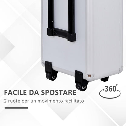 HOMCOM - Professional Makeup Artist Trolley Beauty Case Aluminium, silver