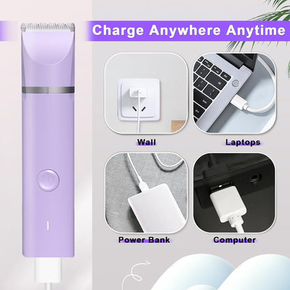 Veeconn Dog Grooming Clippers Kit-Electric Rechargeable Cat Trimmer Tools-Cordless Quiet Pet Nail Paw Grinder-4 in 1 Multifunctional Low Noise Shaver-Razor For feet Face Ears Toenail eye