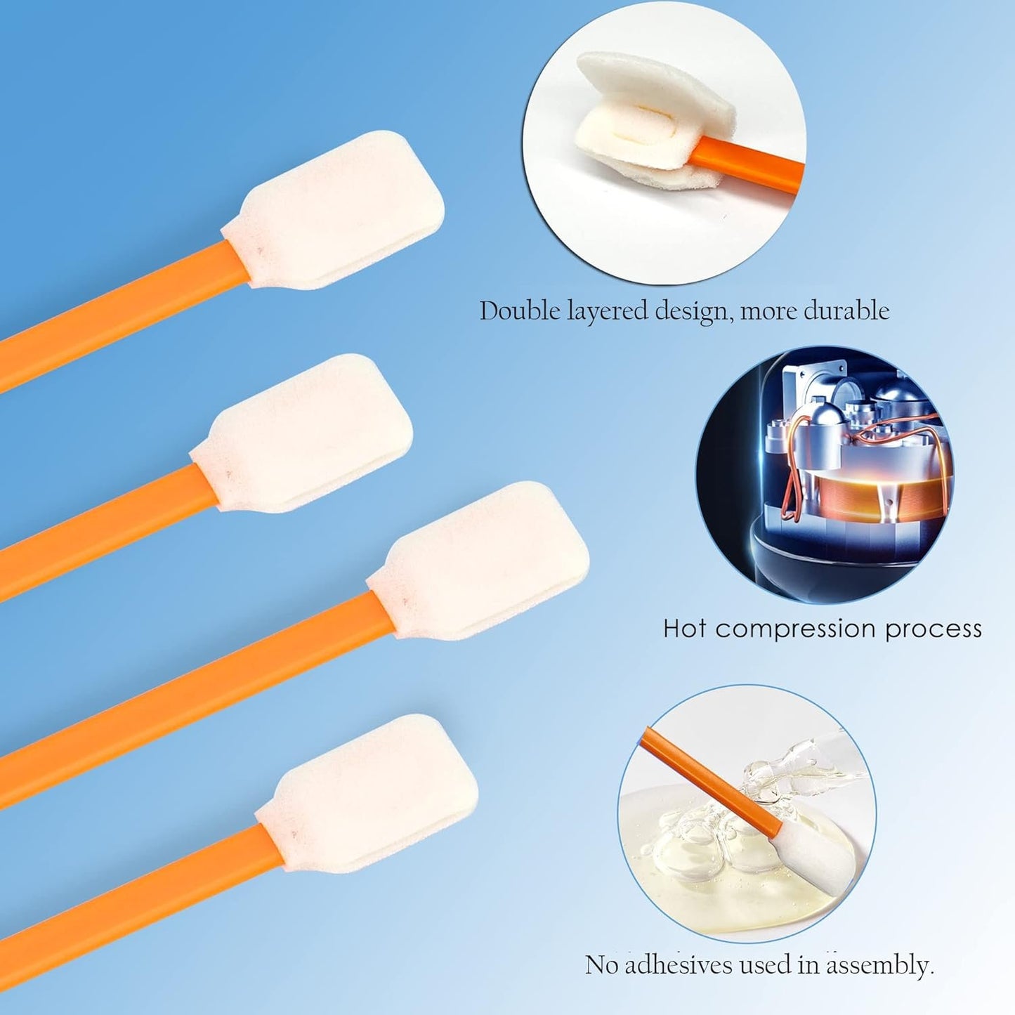 Wellgler's 5.1" Gun Cleaning Swabs,Foam Swabs for Cleaning Printer, Inkjet, Camera, Optical Lens, Guns, and Electronics KM707 (300pcs)