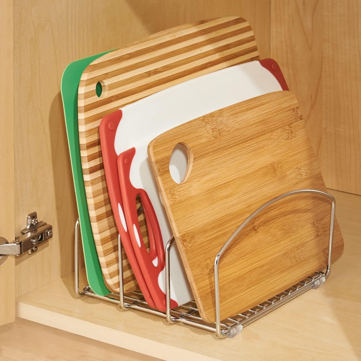 iDesign Classico Kitchen Cookware Organizer for Cutting Boards and Cookie/Baking Sheets - Chrome, 8.4" x 9.95" x 5.55"