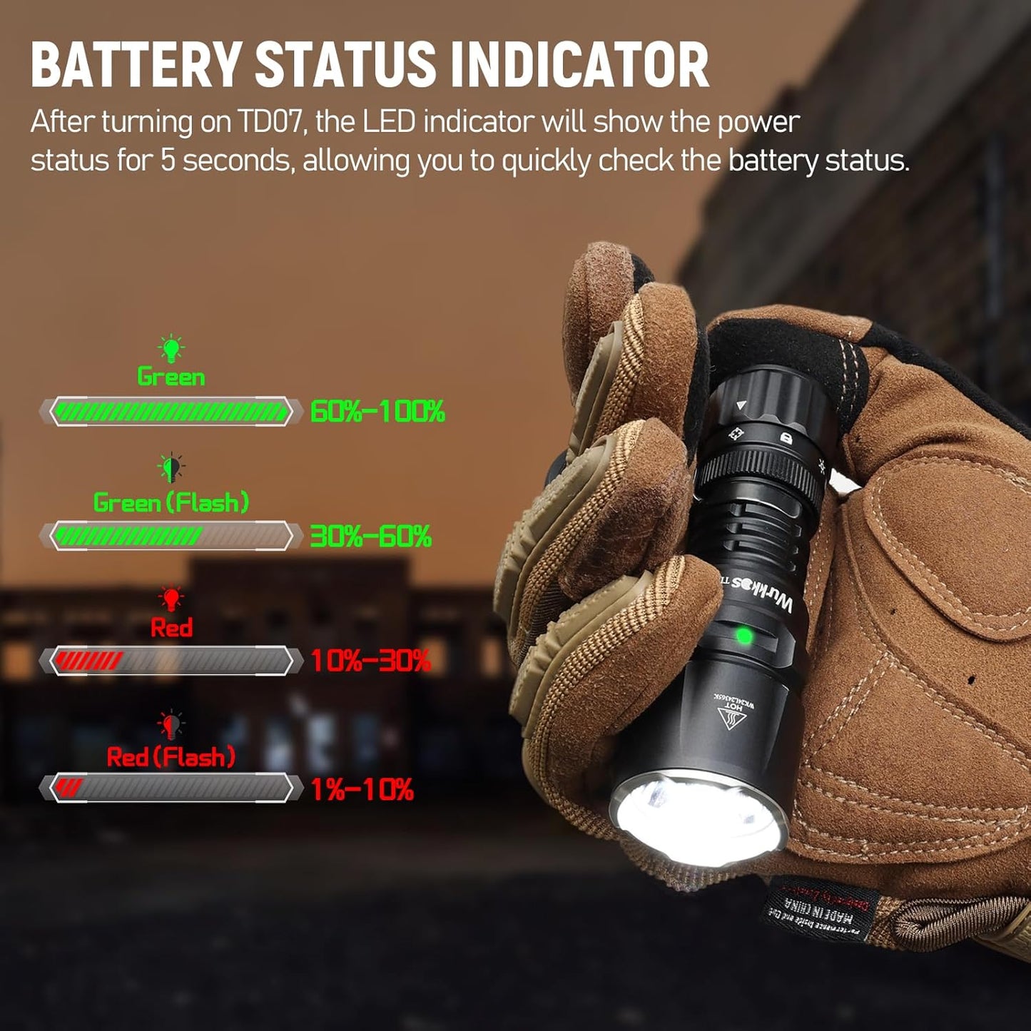 Wurkkos TD07 LED Tactical Flashlight,USB-C Rechargeable Flashlights,1300 High Lumen EDC Small Flashlight,Turbo/Strobe Momentary,IP68 Waterproof,6 Lighting Modes,Flash Light for Emergency Camping