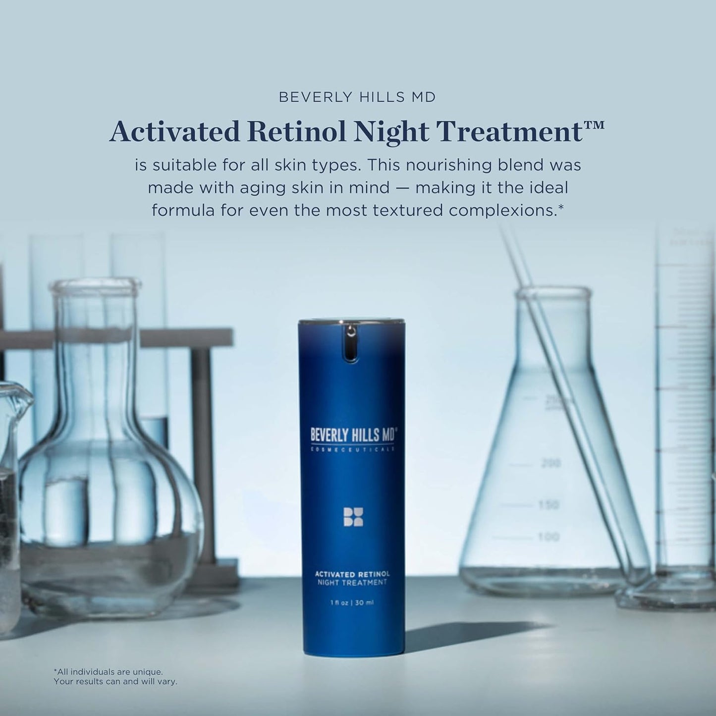 Beverly Hills MD Activated Retinol Night Treatment - Gel Serum for Tightening, Smoothing, Refining Look of Skin on Face and Neck w/Retinol, Ceramides