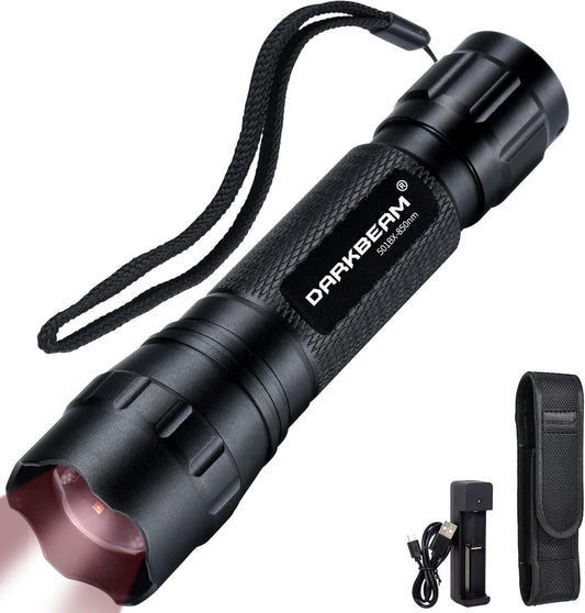 DARKBEAM ir Flashlight Infrared 850nm Light LED Rechargeable Mini for Night Vision, Tactical ir Illuminator with Long Range & High Power, Focus Adjustable for Hunting, Observation, Search