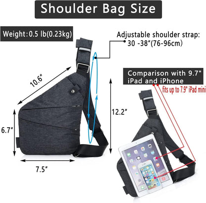 Valcen Personal Pocket Bag for Travel, Anti-Thief Crossbody Personal Pocket Bag for Men,Valcen Travel Bag,Side Crossbody Backpack for Outdoor ( Left Handed, Gray)