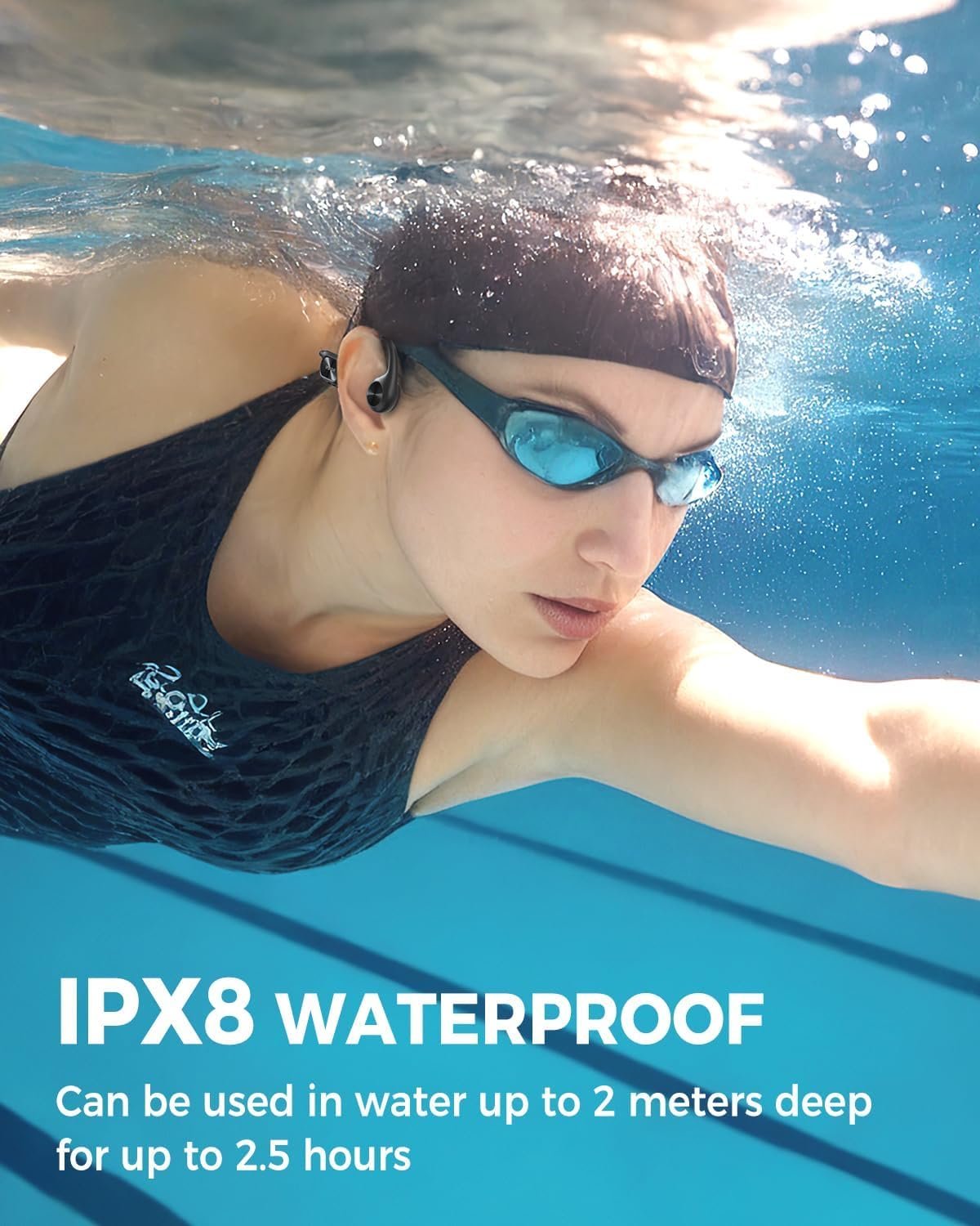 Bone Conduction Headphones Swimming Headphones, IP68 Waterproof Wireless Headset Bluetooth v5.3, Built-in 32G with MP3 Player, Open Ear Sports Earphones for Swimming, Sports, Running, Driving