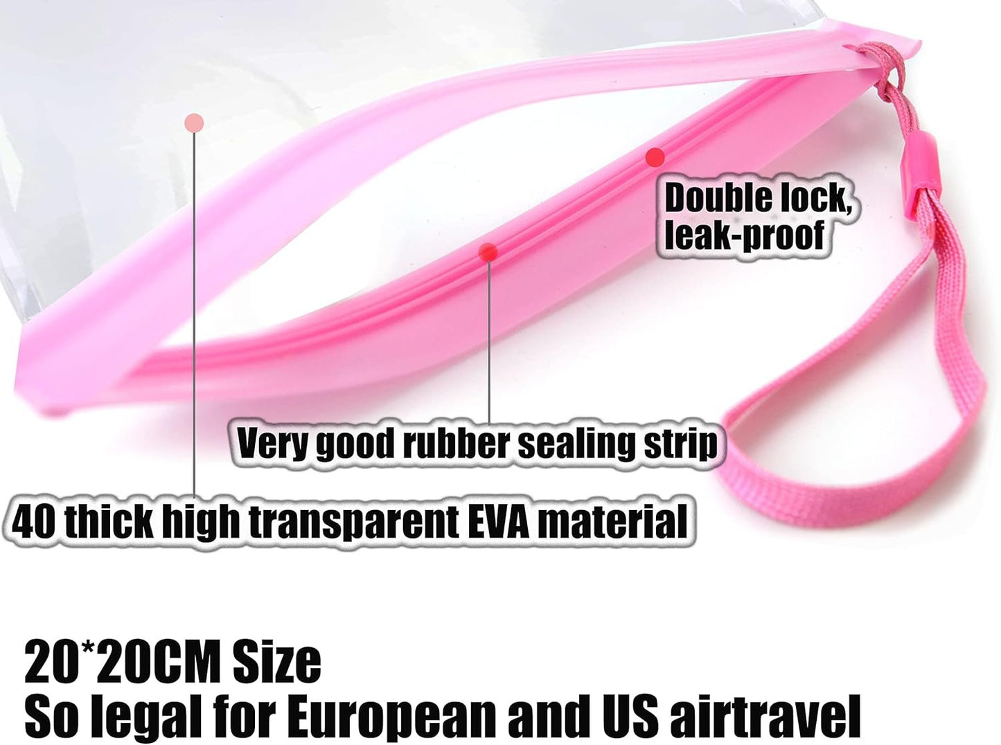 Clear Travel Toiletry Bag for Airport Security Liquids 20 x 20 cm TSA Approved Travel Accessories Makeup Bags and Holiday Accessories for Men and Women, 2 x Blue, airport travel liquid bag