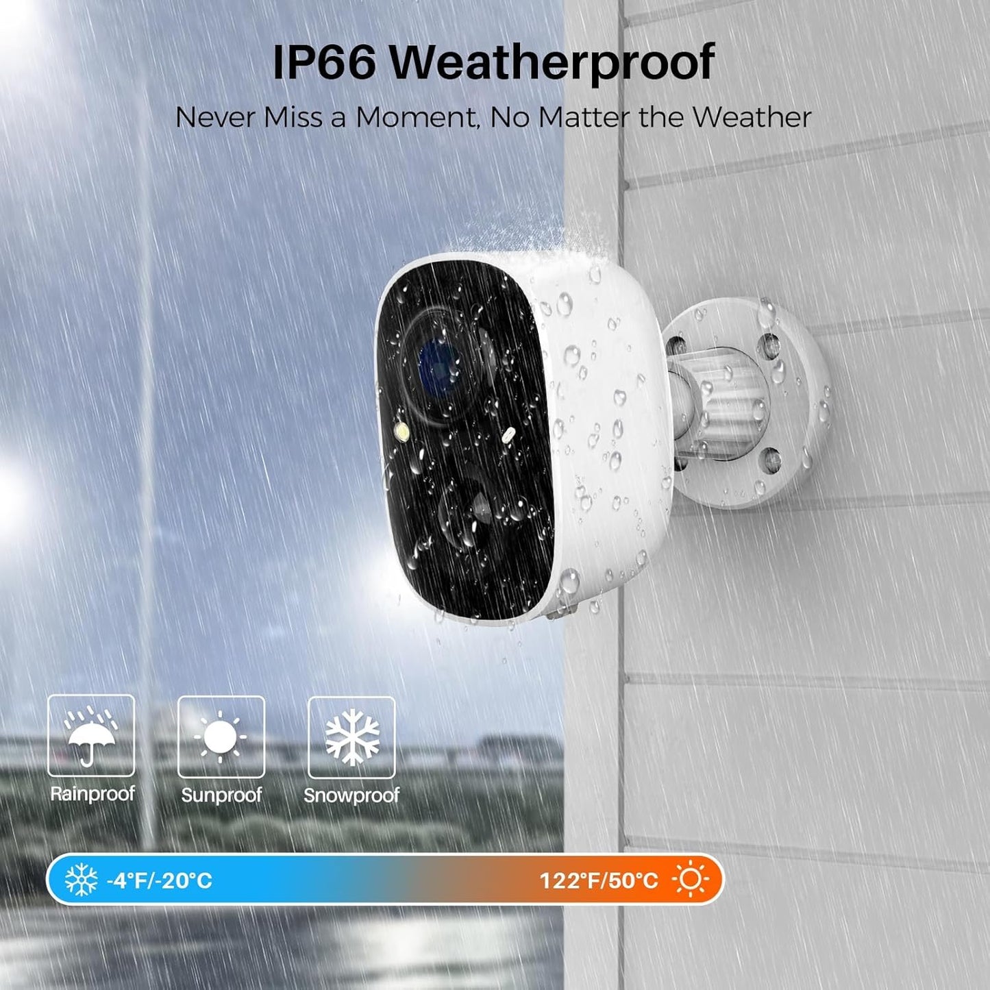 Security Cameras Wireless Outdoor, Outside Cameras for Home Security with AI Motion Detection, Recharge Battery Powered, 2K Color Night Vision, IP66 Weatherproof, 2-Way Talk, SD/Cloud Storage