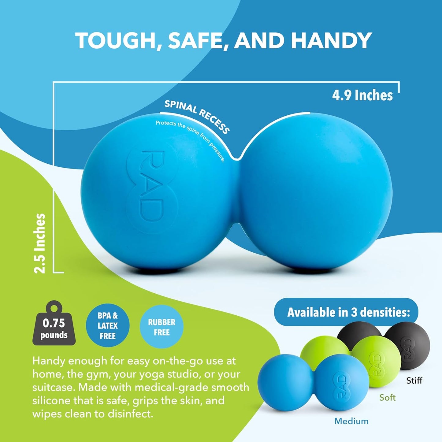 RAD Roller Original I Myofascial Release Tool I Medium Density I Self Massage Mobility and Recovery