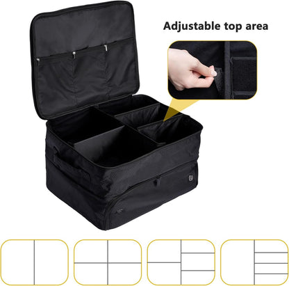 2 Layer Trunk Organizer, Waterproof Golf Locker With Separate Ventilated Compartment for 2 Pair Shoes, Durable Storage for Balls, Tees, Clothes, Gloves, Accessories, Golf Gifts