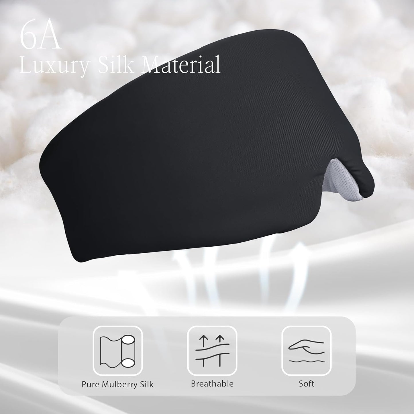 MUSICOZY Sleep Headphones with Bluetooth, Wireless Sleep Headband for Side Sleepers, Adjustable Size, Light Blocking, Ice Silk, Perfect for Travel Relaxation (Black)