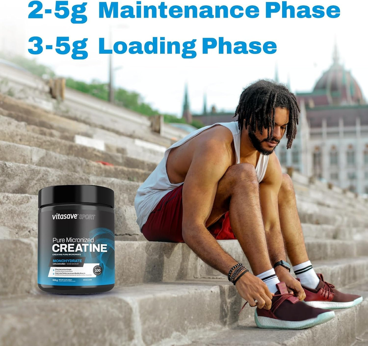 Vitasave Micronized Creatine Monohydrate Powder – 100% Pure Creatine for Muscle Growth, Strength & Performance – Fast-Absorbing, Ultra-Fine & Unflavored – Vegan, Non-GMO – 100 Servings (500g, Made in Canada)