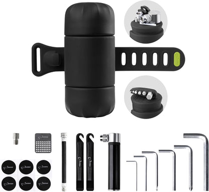 BONE Portable Bike Repair Tool Capsule, 14-in-1 Bicycle Repair Tool Kit, Mountain, Road Bike Maintenance with Tire Pump and Wrench Tool Kit, Bike Accessories for Cycling, Emergency Bike Repair Bag
