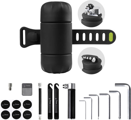 BONE Portable Bike Repair Tool Capsule, 14-in-1 Bicycle Repair Tool Kit, Mountain, Road Bike Maintenance with Tire Pump and Wrench Tool Kit, Bike Accessories for Cycling, Emergency Bike Repair Bag