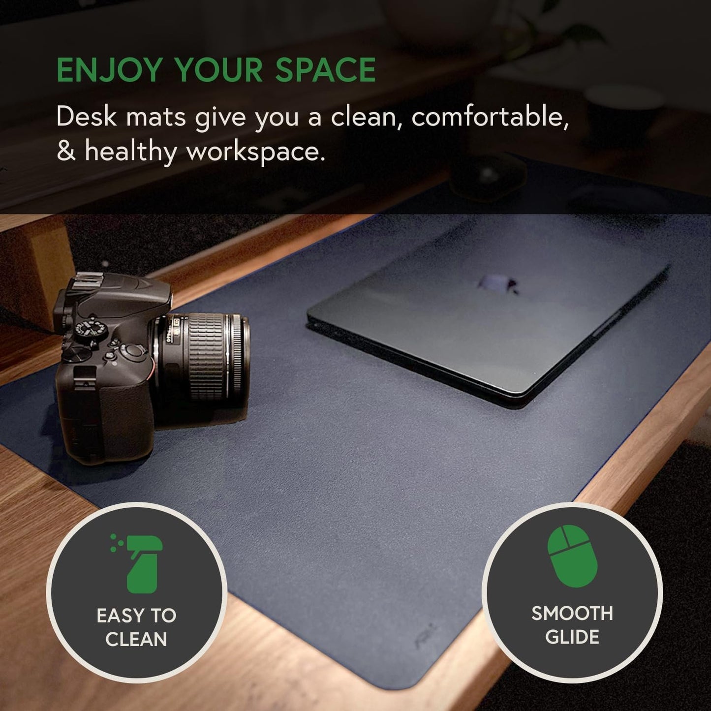 ARK Vegan Leather Desk Pad, Natural Cork Base Desk Mat, Non-Slip Large Mouse Pad, Comfortable for Your Keyboard, Laptop, and Mouse. Ideal Home Office Desk Accessories for Gaming and Remote Work Gifts