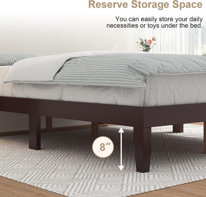 Full Bed Frames, Wooden Bed Frames, Heavy Duty Wooden Slat Support, Basic Assembly, No Box Spring, Modern Minimalist Design, Without Headboard (Cherry Full)