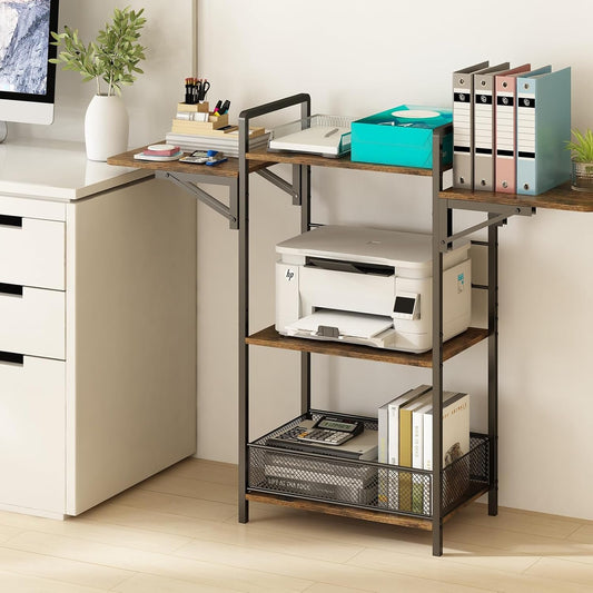 GILLAS 3 Tier Large Printer Stand, Desk Top Printer Dtand with Storage, 3 Tier Printer Table for Home Office Organization, Suitable for Fax Machines, Scanners, Office and Home Storage Rack, Metal