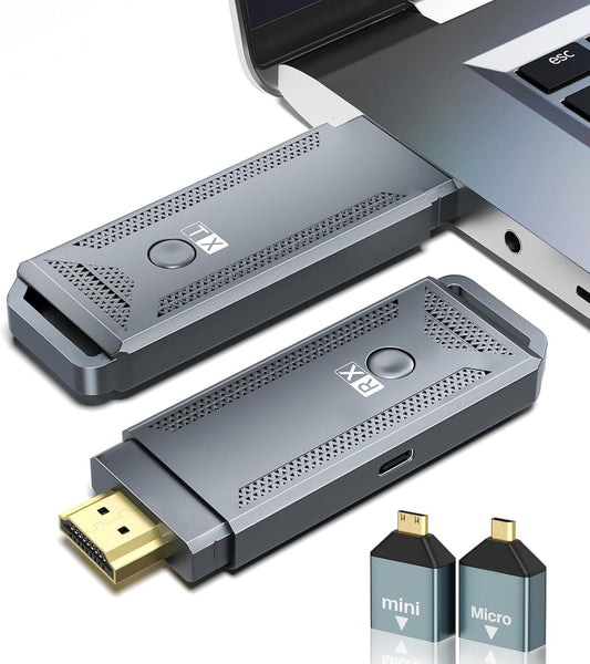 Wireless HDMI Transmitter and Receiver 100ft/30m,4K Decode 1080P Output,2.4G/5G Plug&Play Portable HDMI Wireless,for Streaming Video and Audio to Monitor from Laptop/TV Box